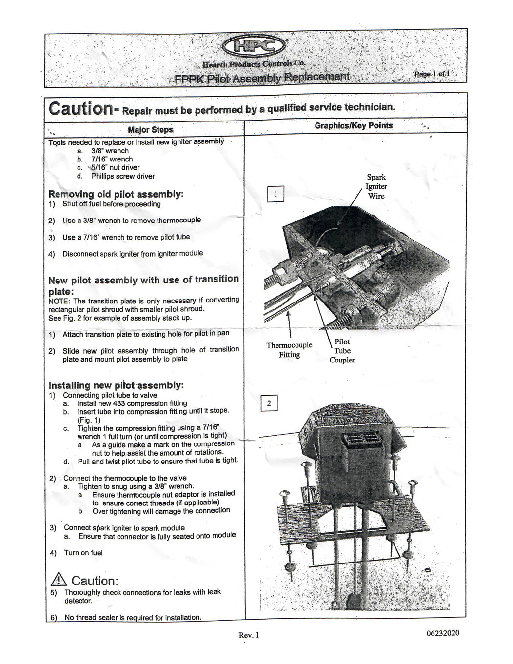 FPPK Replacement Pilot Assembly (Natural Gas only)