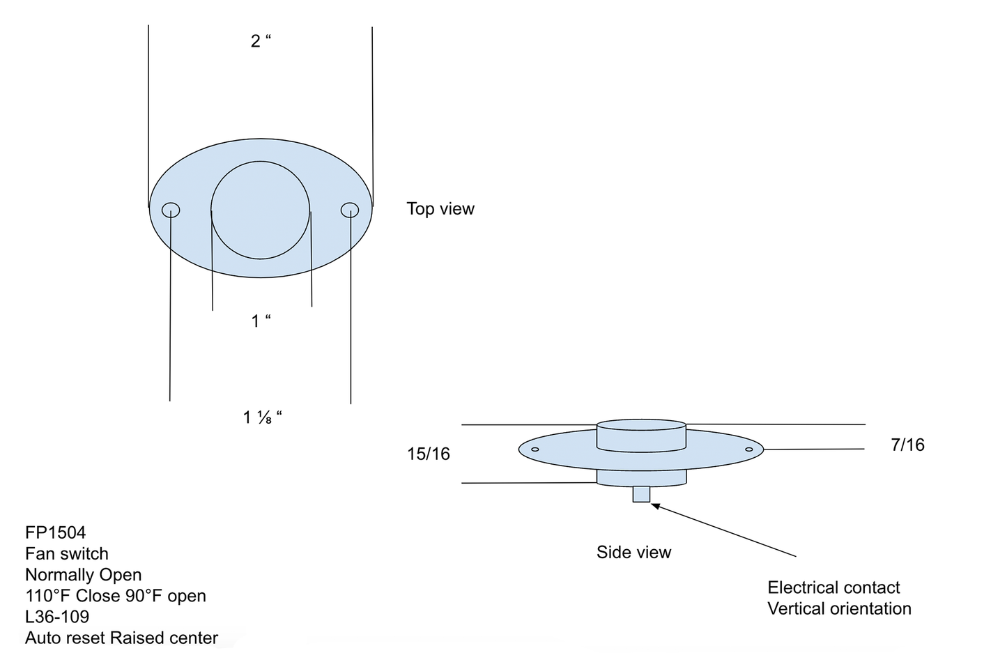 Large 110F (43C) Fan Heat Sensor